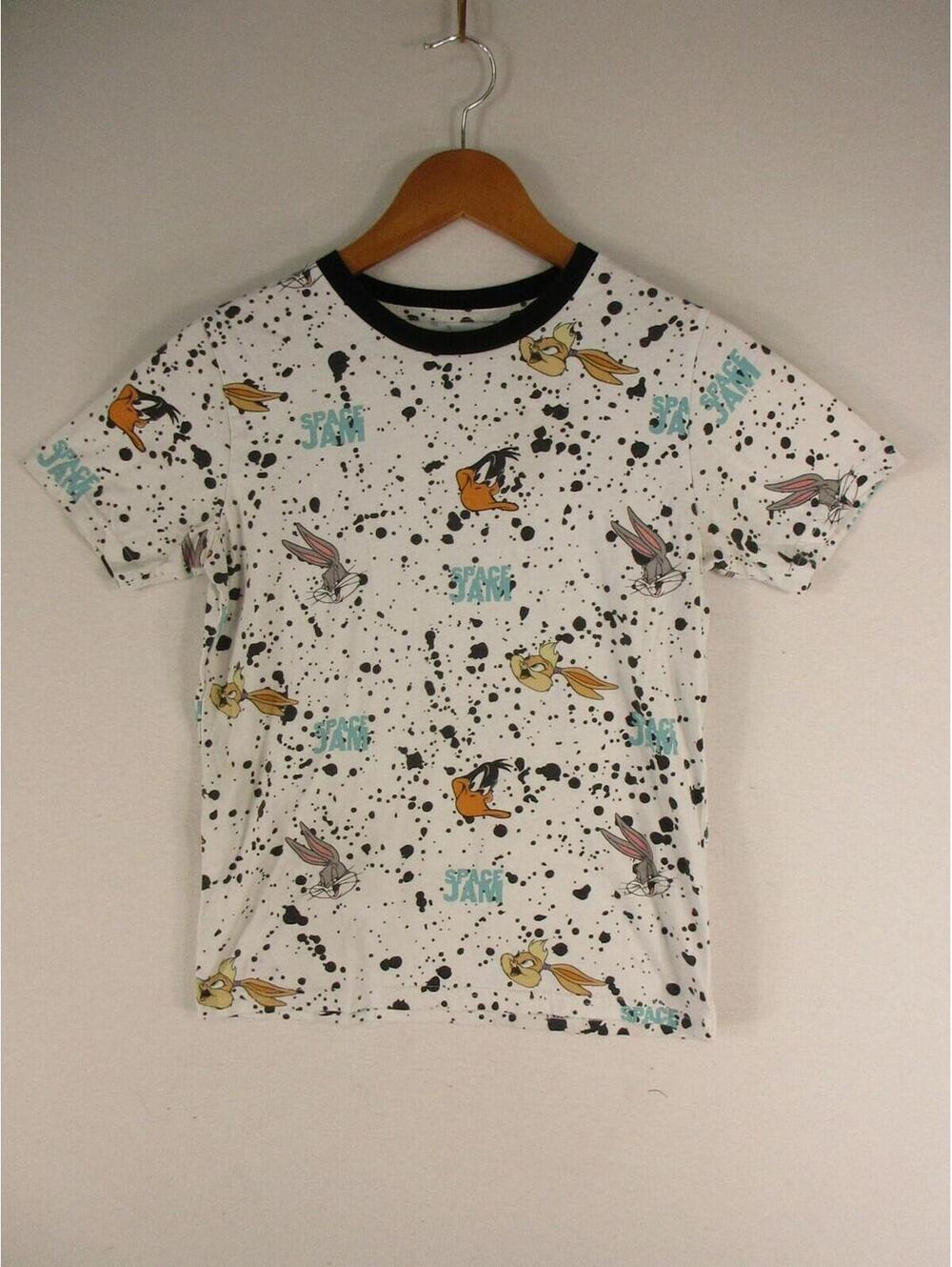 Space Jam Boys T-Shirt Large Looney Tunes Allover Char Splatter Print Size L